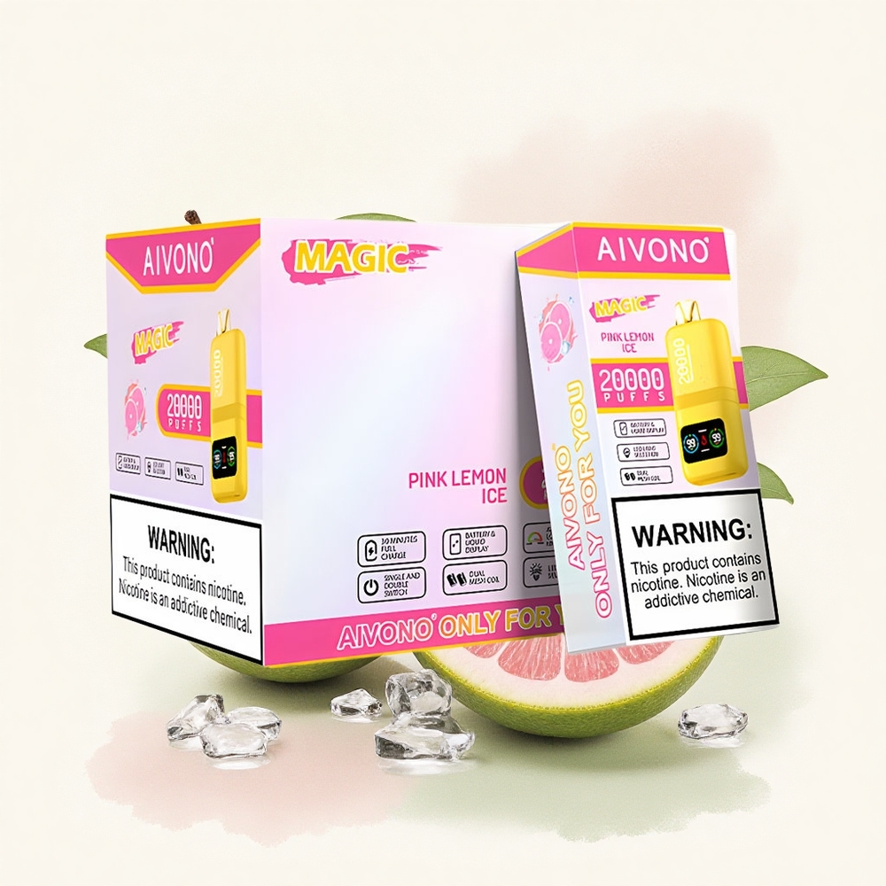 Aivono Aim Magic 20000 Roze Citroen IJs met Dual Mesh Coils en LCD-scherm