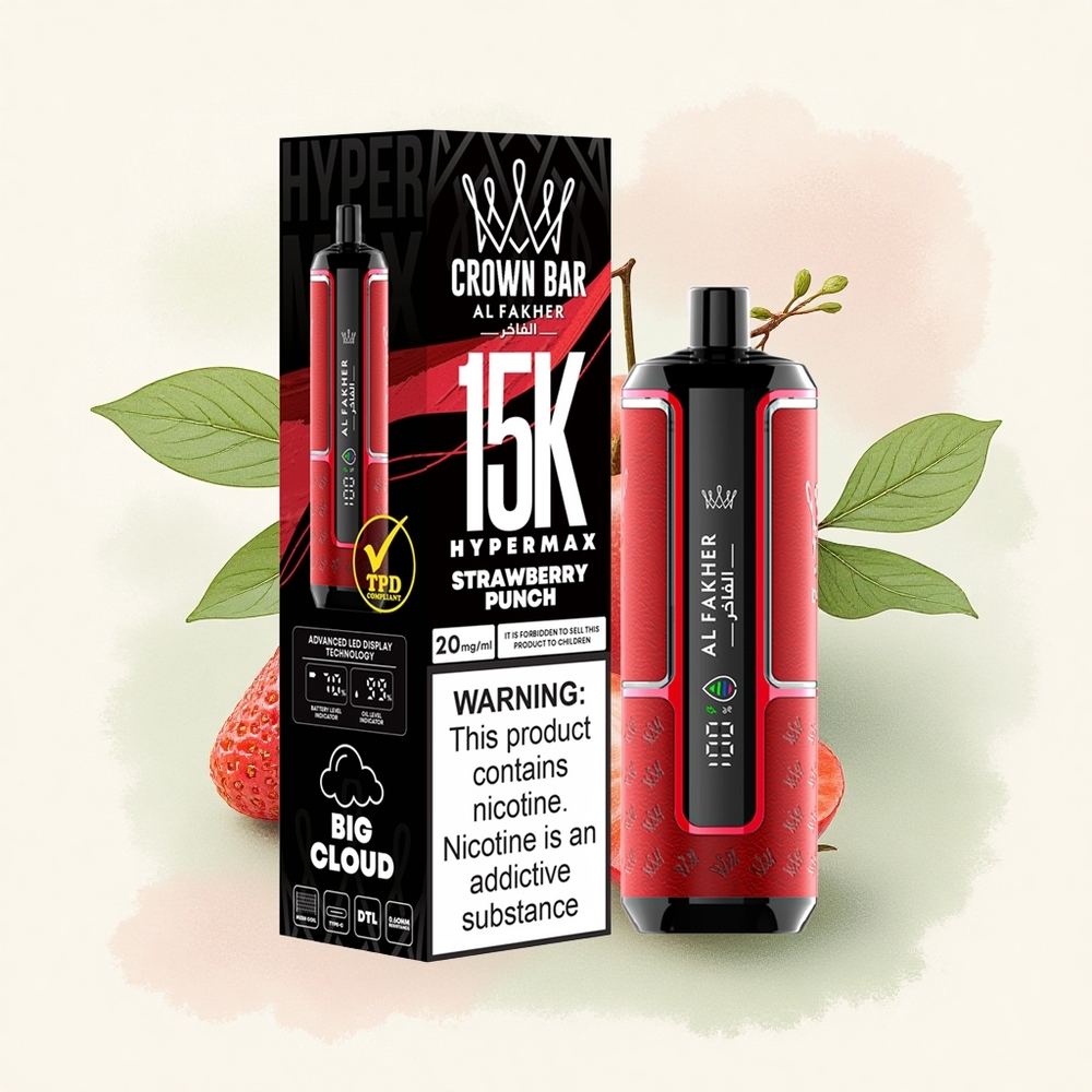 Al Fakher Crown Bar 15K Hypermax Aardbei Punch Type-C 600mAh 22ml