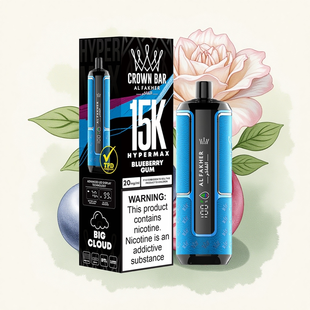 Al Fakher Crown Bar 15K Hypermax Blauwe Bessen Kauwgom 600mAh Type-C 22ml