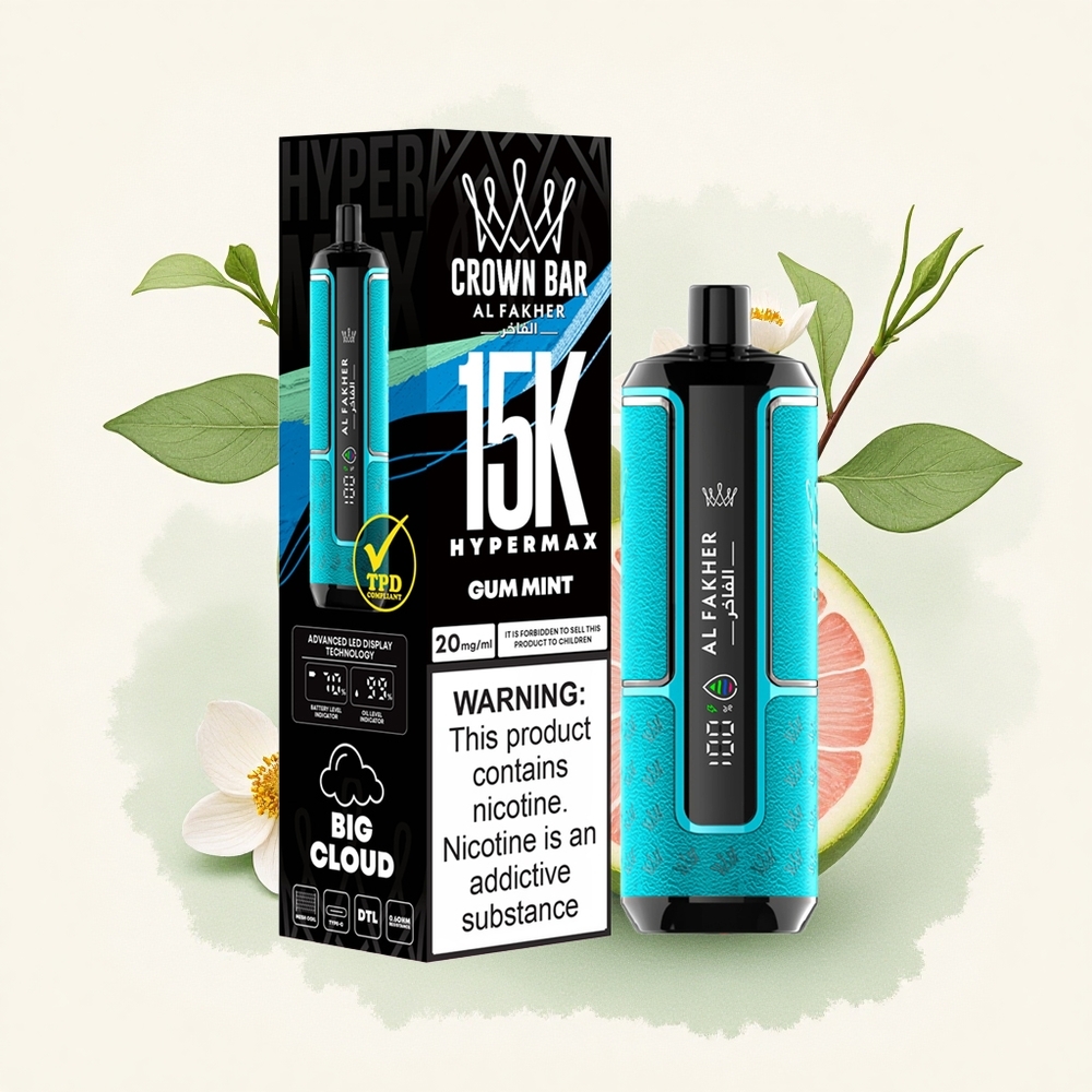 Al Fakher Crown Bar 15K Hypermax Kauwgom Munt 22ml 600mAh