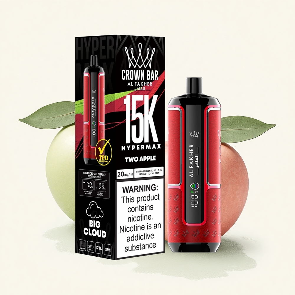 Al Fakher Crown Bar 15K Hypermax Twee Appel 600mAh 22ml Nicotine 6mg/ml