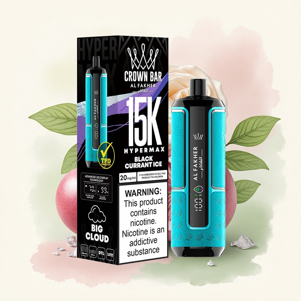 Al Fakher Crown Bar 15K Hypermax Zwarte Bes IJs 600mAh Type-C 22ml