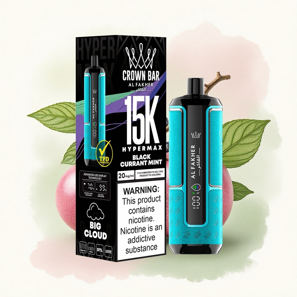 Al Fakher Crown Bar 15K Hypermax Zwarte Bes Munt 600mAh