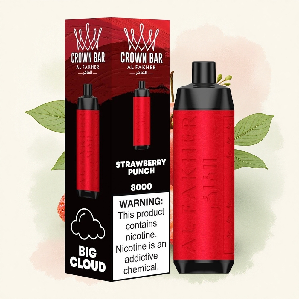 Al Fakher Crown Bar 8000 Crystal Aardbei Punch 18ml 5mg Nicotine 600mAh