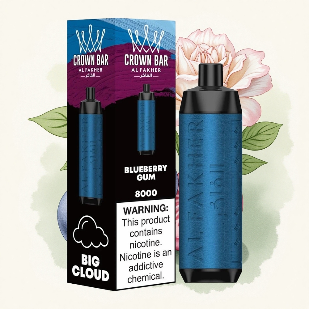 Al Fakher Crown Bar 8000 Crystal Blauwebes Kauwgom 600mAh 5mg Nicotine