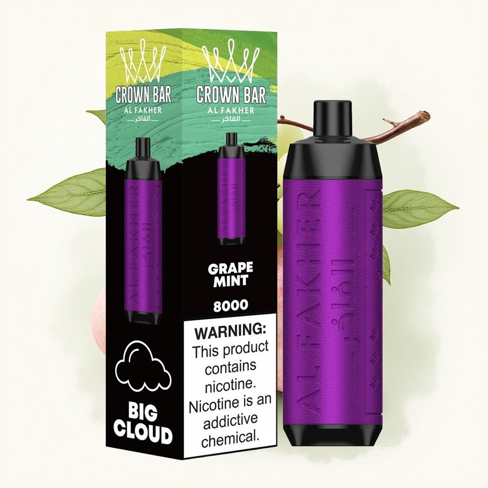 Al Fakher Crown Bar 8000 Crystal Druif Munt 5mg Nicotine 600mAh