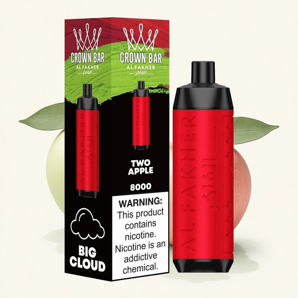 Al Fakher Crown Bar 8000 Crystal Twee Appel 18ml Nicotine 600mAh