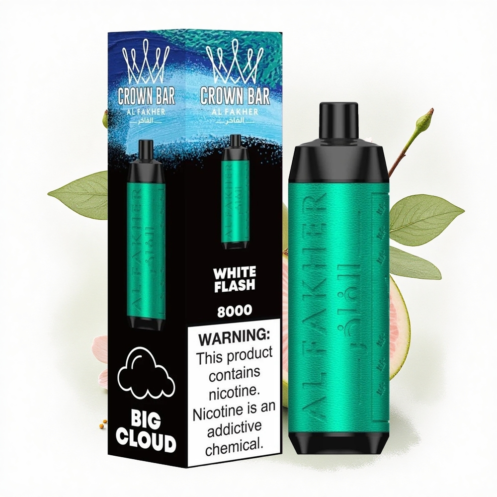 Al Fakher Crown Bar 8000 Crystal Witte Flits 600mAh 18ml Nicotine