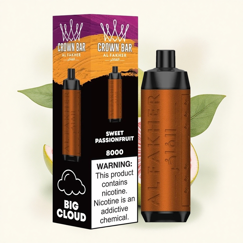 Al Fakher Crown Bar 8000 Crystal Zoete Passievrucht met 5mg Nicotine en 600mAh
