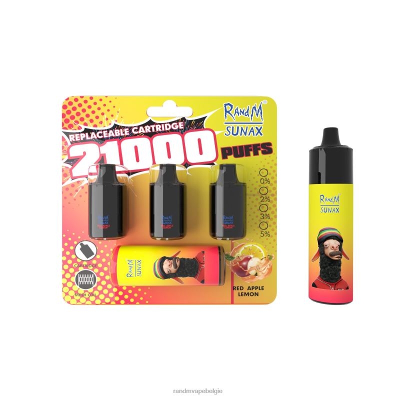 RandM Vape Antwerpen | RandM Sunax 21000 vervangbaar vape-apparaat voor luchtstroomregeling 1 st rode appel citroen FV0D6272
