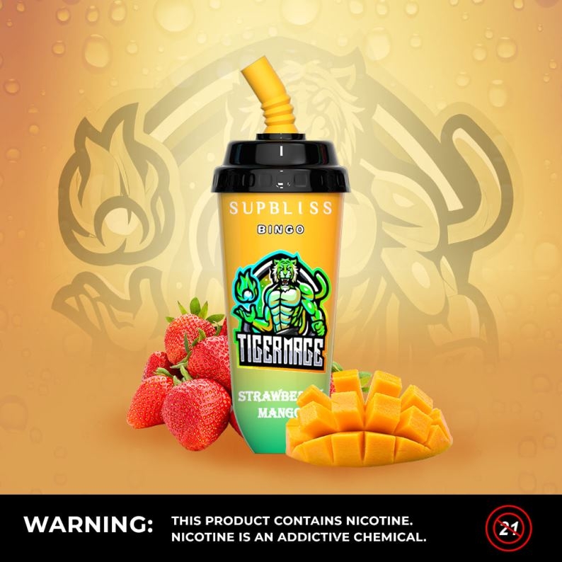 Tornado Vape Kopen | RandM Supbliss Bingo 8000 vape pod-apparaat 1 st aardbei-mango FV0D6259