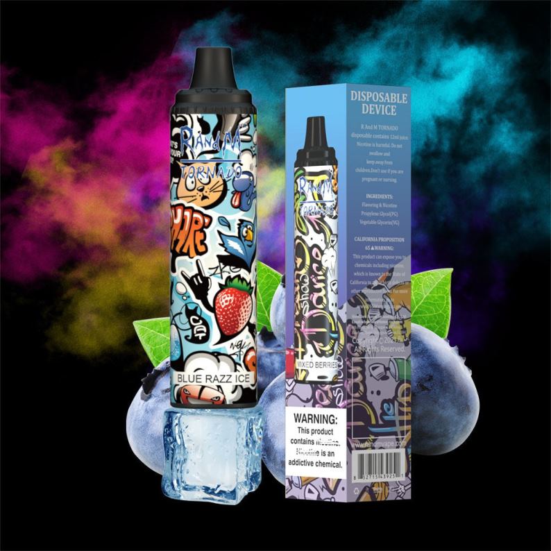 RandM Tornado Belgium | RandM Tornado 6000 luchtstroomregeling vape pod-apparaat 1 st blauw razz-ijs FV0D6293