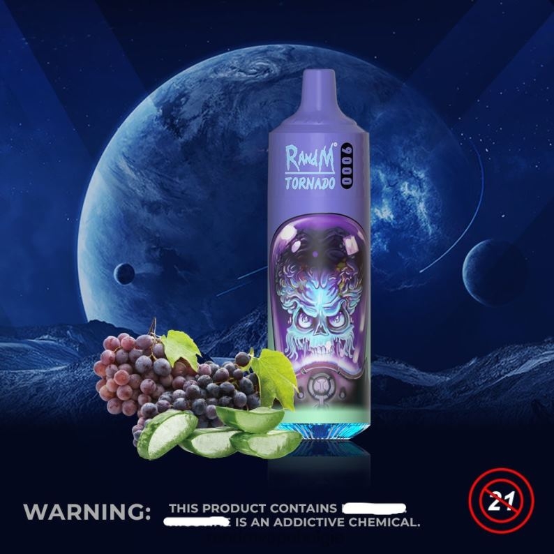RandM Tornado Bestellen | RandM Tornado 9000 vape pod-apparaat 1pc versie 1 aloë druif FV0D6137