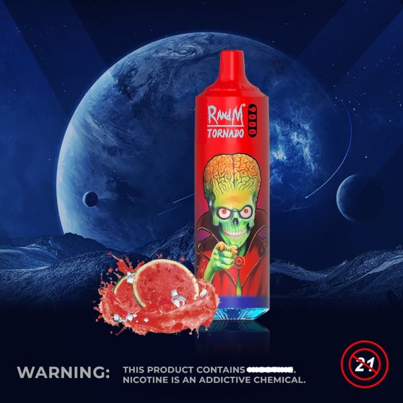 RandM Tornado Bestellen | RandM Tornado 9000 vape pod-apparaat 1pc versie 2 watermeloen brazz ijs FV0D6147