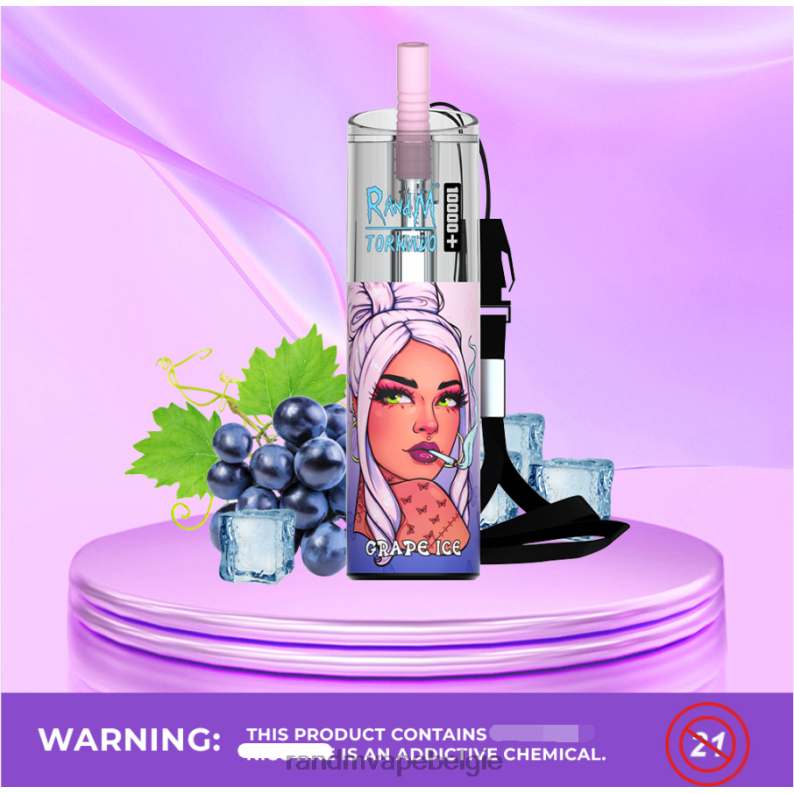 RandM Tornado Vape Smaken | RandM Tornado 10000 plus luchtstroomregeling vape-apparaat 1 st druiven ijs FV0D676
