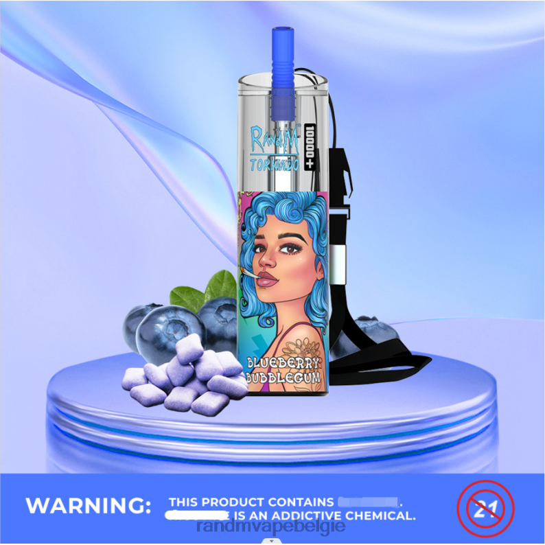 RandM Vape Antwerpen | RandM Tornado 10000 plus luchtstroomregeling vape-apparaat 1 st bosbessen kauwgom FV0D682