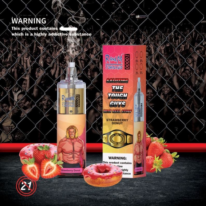 RandM Tornado Bestellen | RandM Tornado 10000 luchtstroomregeling vape-apparaat 1 st aardbei donut FV0D6107