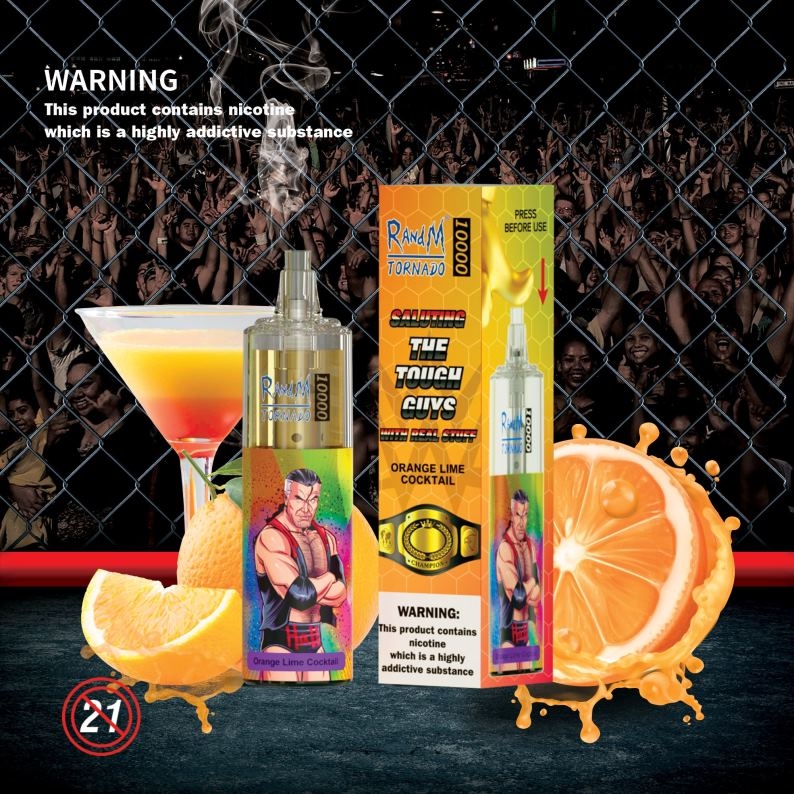 RandM Vape Antwerpen | RandM Tornado 10000 luchtstroomregeling vape-apparaat 1 st sinaasappel-limoencocktail FV0D6122
