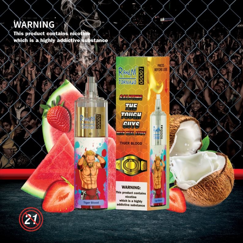 RandM Vapes Bestellen | RandM Tornado 10000 luchtstroomregeling vape-apparaat 1 st aardbei-kiwi FV0D6118