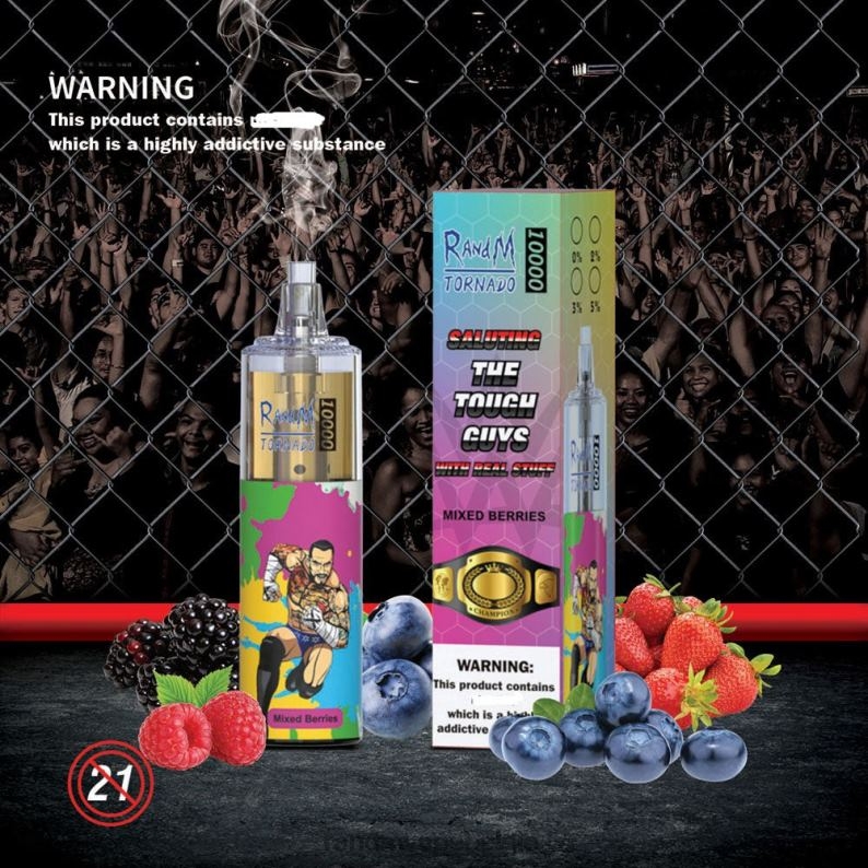 RandM Vapes Bestellen | RandM Tornado 10000 luchtstroomregeling vape-apparaat 1 st aardbei-kiwi FV0D6118