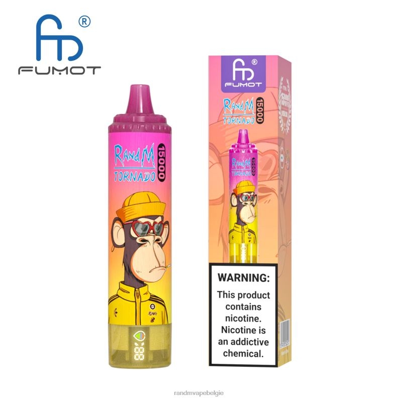 RandM Tornado Belgium | Fumot RandM Tornado 15000 vape-apparaat met batterij en ejuice-display versie 1 ananas ijs FV0D623
