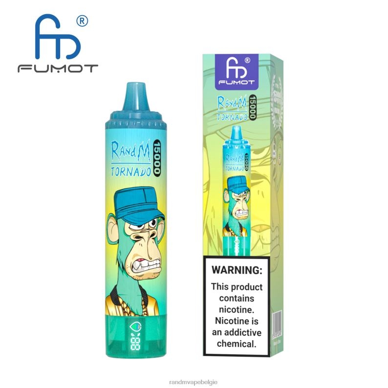 RandM Tornado Belgium | Fumot RandM Tornado 15000 vape-apparaat met batterij en ejuice-display versie 1 ananas ijs FV0D623