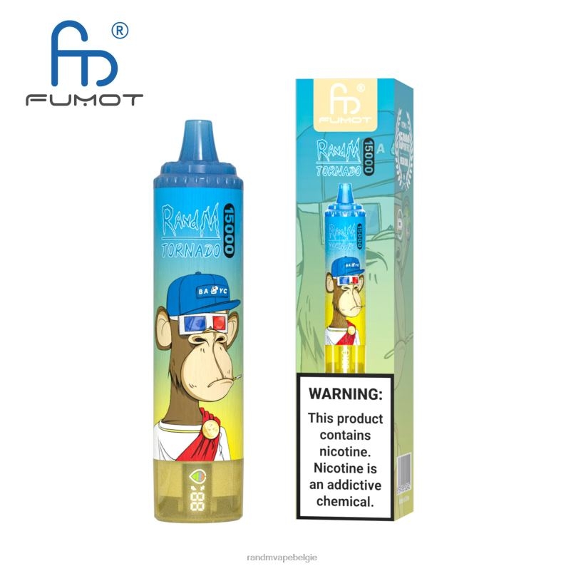 RandM Tornado Belgium | Fumot RandM Tornado 15000 vape-apparaat met batterij en ejuice-display versie 1 ananas ijs FV0D623