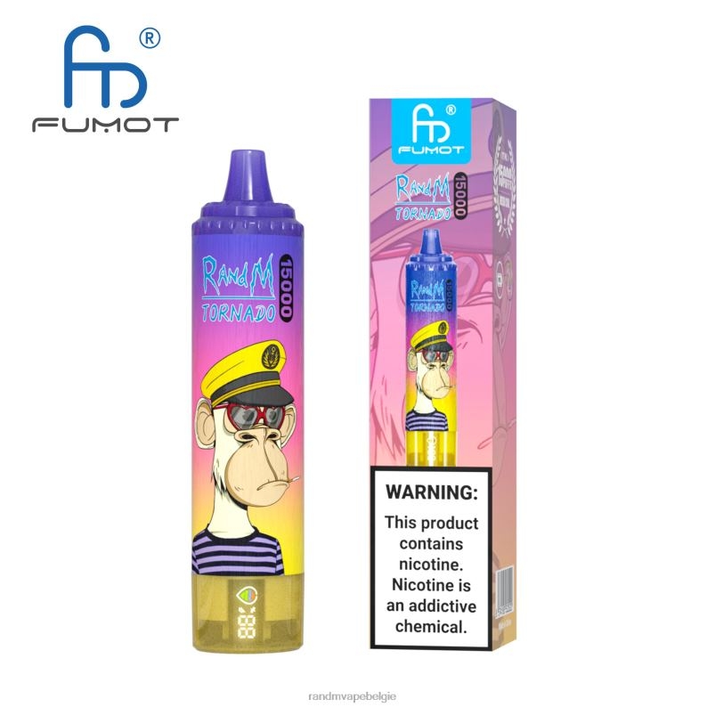 RandM Tornado Belgium | Fumot RandM Tornado 15000 vape-apparaat met batterij en ejuice-display versie 1 ananas ijs FV0D623