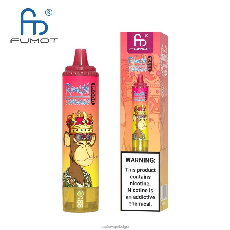 RandM Tornado Belgium | Fumot RandM Tornado 15000 vape-apparaat met batterij en ejuice-display versie 1 ananas ijs FV0D623