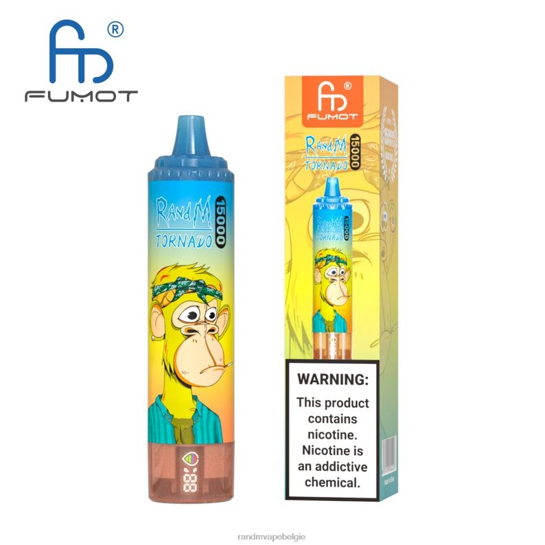 RandM Tornado Belgium | Fumot RandM Tornado 15000 vape-apparaat met batterij en ejuice-display versie 1 ananas ijs FV0D623