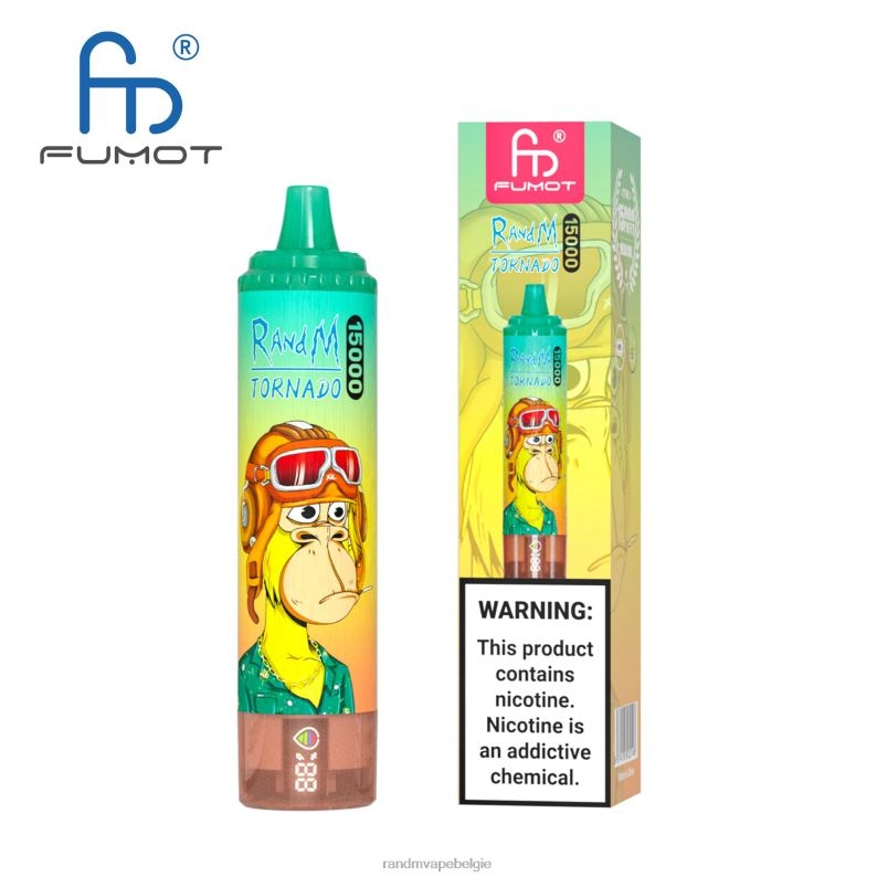 RandM Tornado Belgium | Fumot RandM Tornado 15000 vape-apparaat met batterij en ejuice-display versie 1 ananas ijs FV0D623