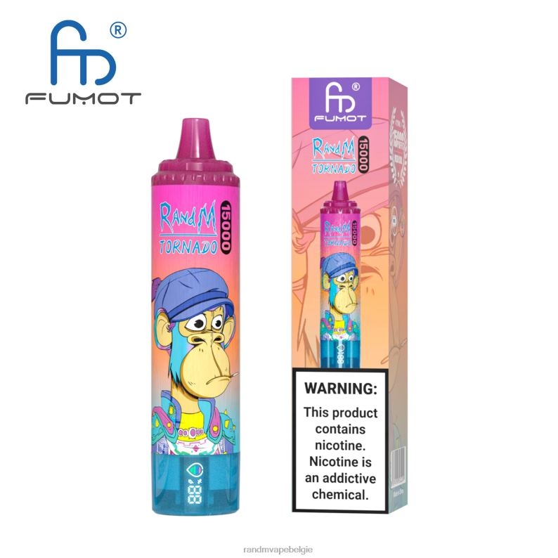 RandM Tornado Belgium | Fumot RandM Tornado 15000 vape-apparaat met batterij en ejuice-display versie 1 ananas ijs FV0D623