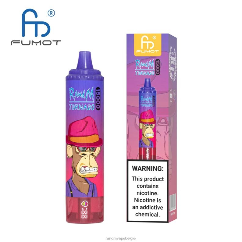 RandM Tornado Belgium | Fumot RandM Tornado 15000 vape-apparaat met batterij en ejuice-display versie 1 ananas ijs FV0D623