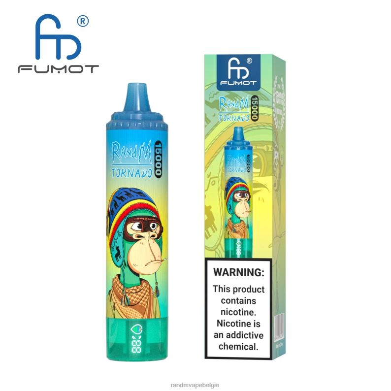 RandM Tornado Belgium | Fumot RandM Tornado 15000 vape-apparaat met batterij en ejuice-display versie 1 ananas ijs FV0D623