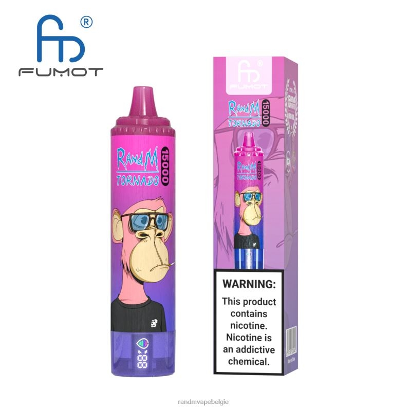 RandM Tornado Belgium | Fumot RandM Tornado 15000 vape-apparaat met batterij en ejuice-display versie 1 ananas ijs FV0D623