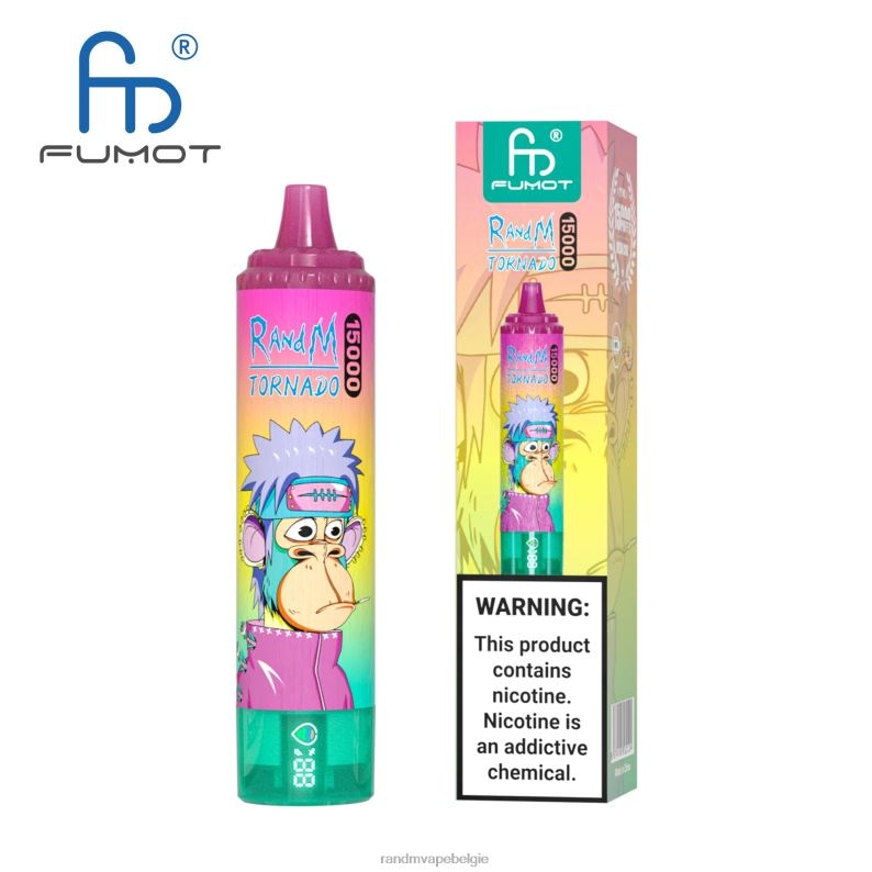 RandM Tornado Belgium | Fumot RandM Tornado 15000 vape-apparaat met batterij en ejuice-display versie 1 ananas ijs FV0D623