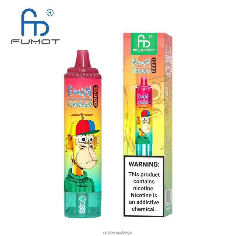 RandM Tornado Belgium | Fumot RandM Tornado 15000 vape-apparaat met batterij en ejuice-display versie 1 ananas ijs FV0D623