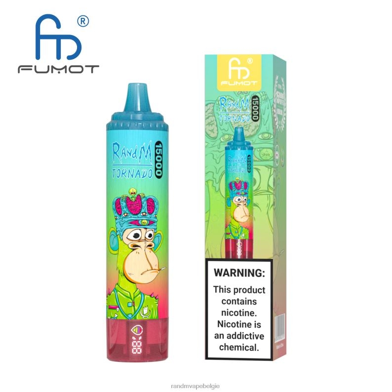 RandM Tornado Belgium | Fumot RandM Tornado 15000 vape-apparaat met batterij en ejuice-display versie 1 ananas ijs FV0D623