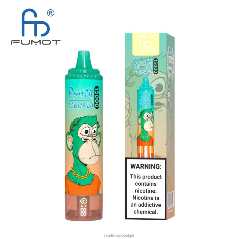 RandM Tornado Belgium | Fumot RandM Tornado 15000 vape-apparaat met batterij en ejuice-display versie 1 ananas ijs FV0D623