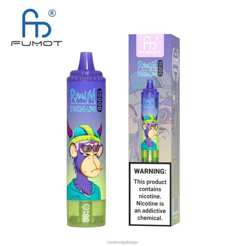 RandM Tornado Belgium | Fumot RandM Tornado 15000 vape-apparaat met batterij en ejuice-display versie 1 ananas ijs FV0D623