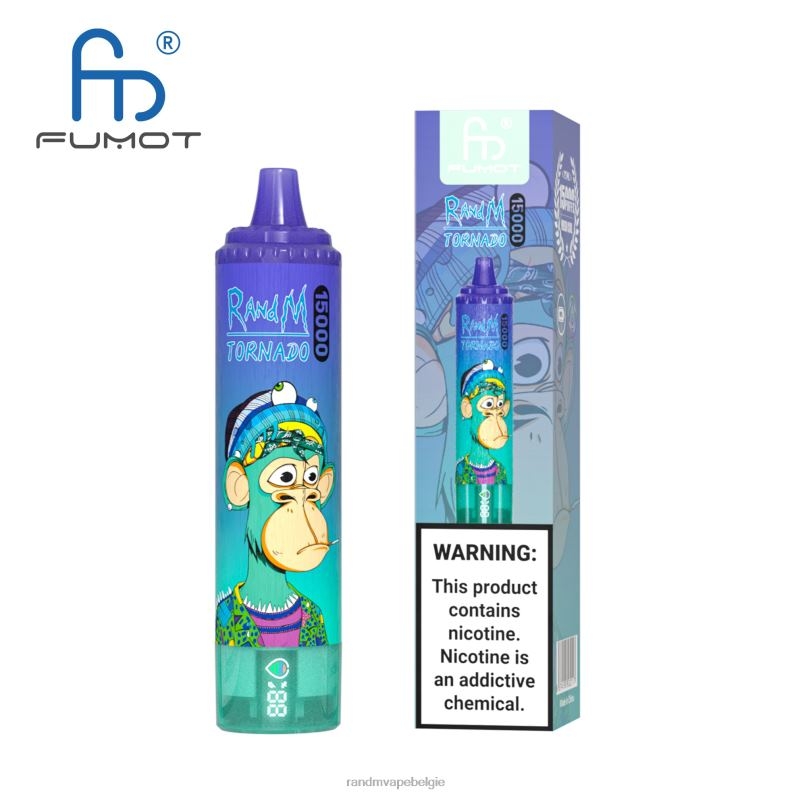 RandM Tornado Belgium | Fumot RandM Tornado 15000 vape-apparaat met batterij en ejuice-display versie 1 ananas ijs FV0D623