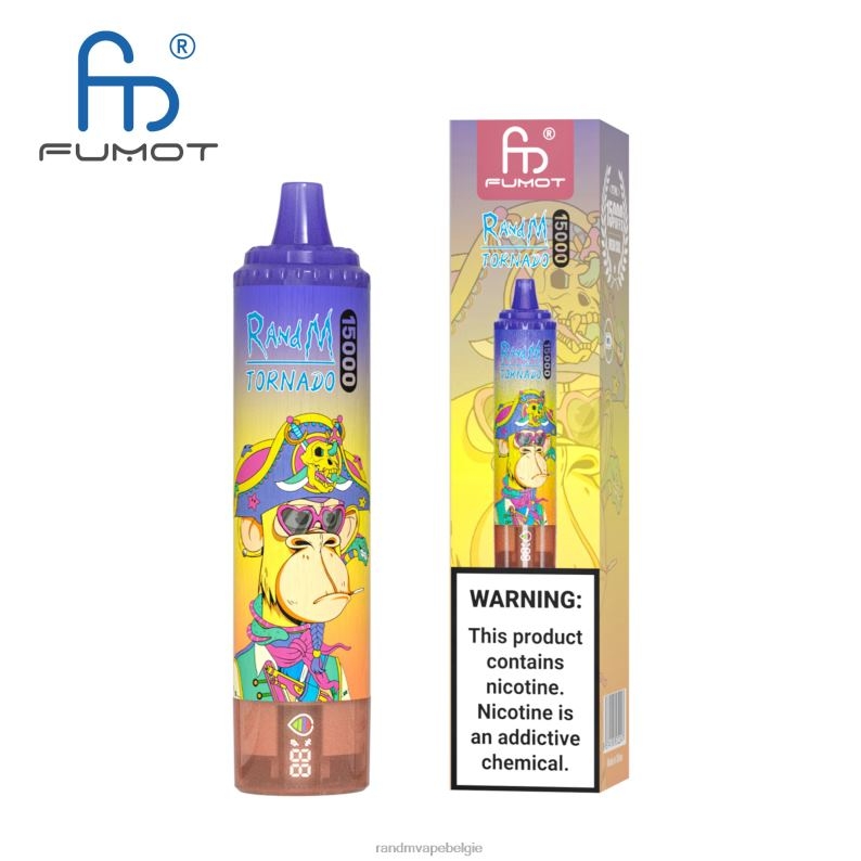RandM Tornado Belgium | Fumot RandM Tornado 15000 vape-apparaat met batterij en ejuice-display versie 1 ananas ijs FV0D623