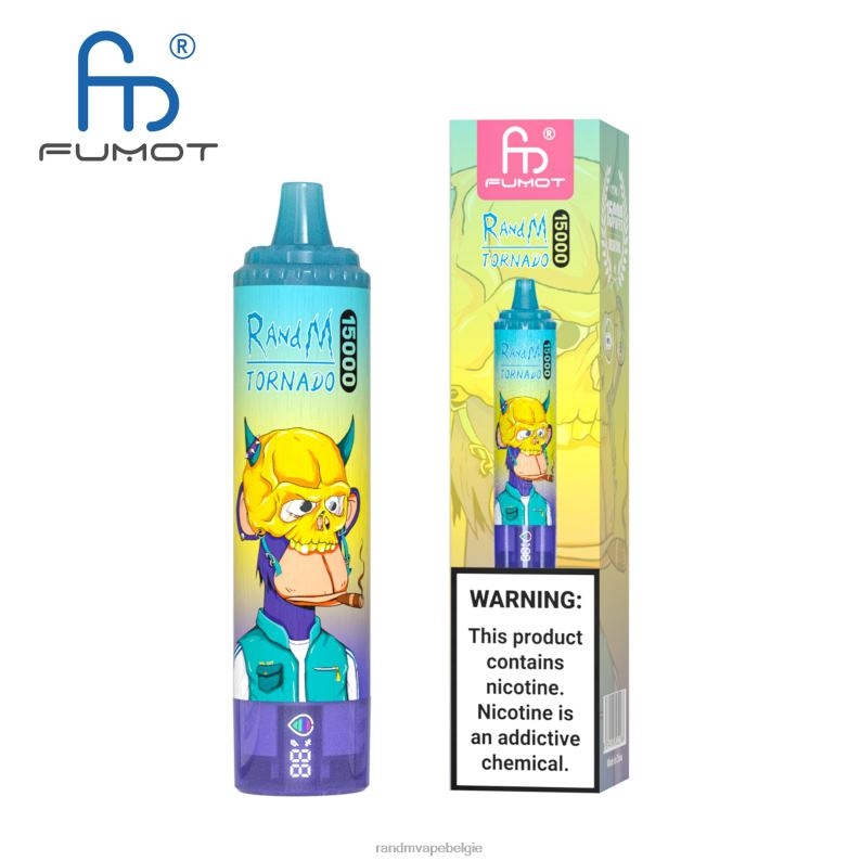 RandM Tornado Belgium | Fumot RandM Tornado 15000 vape-apparaat met batterij en ejuice-display versie 1 ananas ijs FV0D623