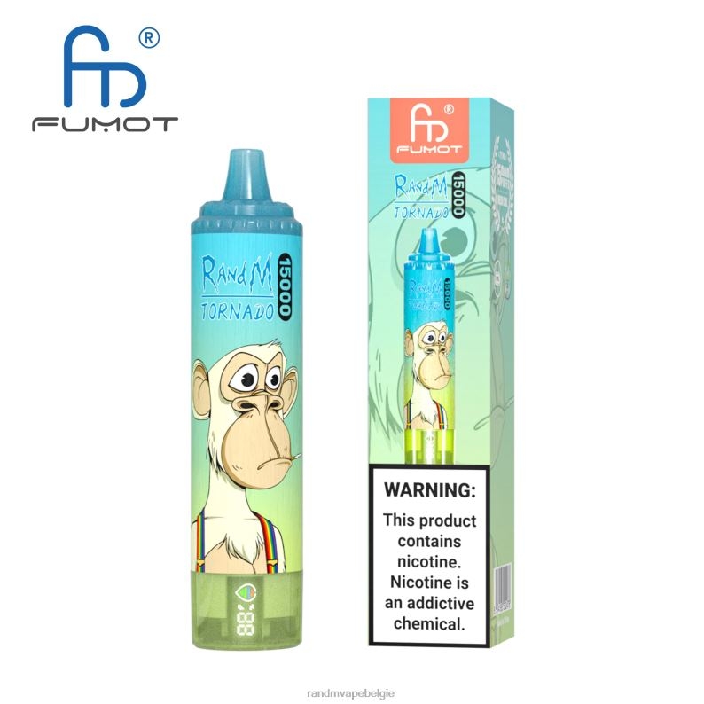 RandM Tornado Belgium | Fumot RandM Tornado 15000 vape-apparaat met batterij en ejuice-display versie 1 ananas ijs FV0D623